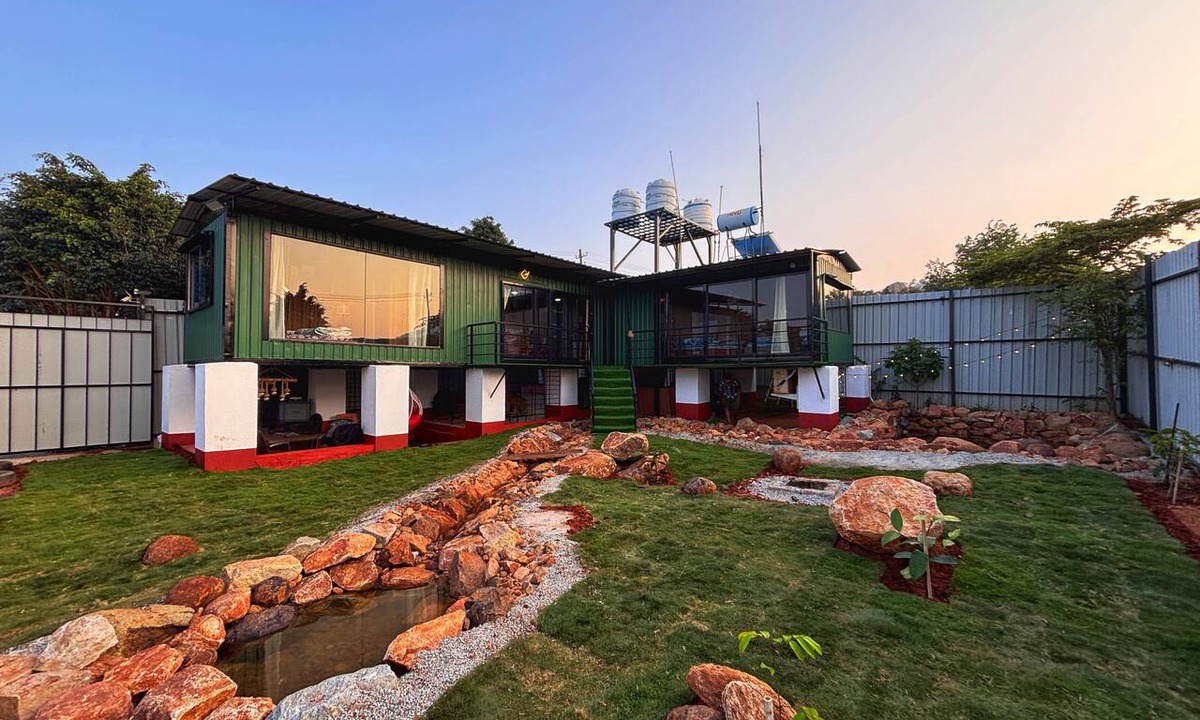 Chikkaballapur Bed & Breakfast | Charming Container Home in the scenic Nandi Hills with AC & Fresh water Ponds