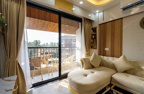 Candolim Apartment | 2 mins to Candolim Beach! Modern 1BHK w/Pool & Balcony