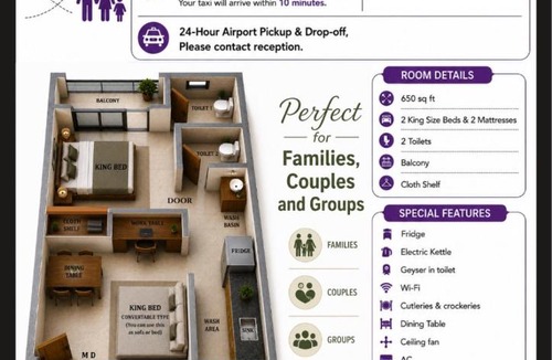 Nedumbassery Apartment | Mayflower Airport Launge -Free Pickup Or Drop to Cochin Airport