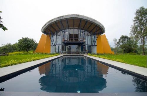 Paud Villa | SaffronStays Solasta - 2BR luxury villa with black marble infinity pool, lotus pond & dam views in Mulshi