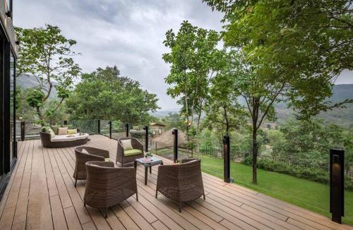 Lonavala Villa | SaffronStays Sonnet - 4BR veg pool villa with grand piano, theater, lawn & mountain views near Mumbai
