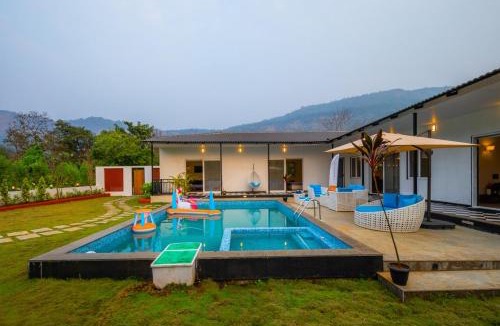 Kalote Mokashi Villa | SaffronStays Turquoise Maison - 3BR pool villa with jacuzzi, bonfire & fruit garden near Lake Kalote, Karjat