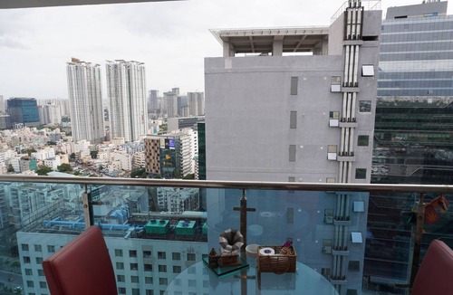 Nanakram Guda House | Sky Loft – Soar Above the City in Comfort, Surrounded by Skyline and Greenery.