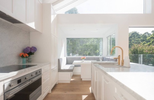 Ryde House | Spacious family Hamptons home with creek and bush surrounds, 12 km from city