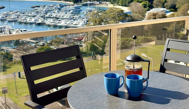 A top floor unit with panoramic views over the marina in Nelson Bay
