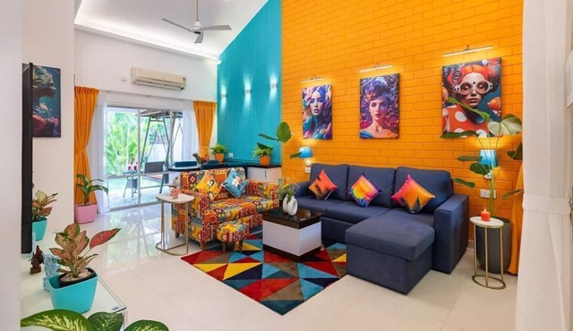 DAZZLE BY ALOHAGOA! Stunning 2BHK GF Villa with pop art décor, 2 Porches