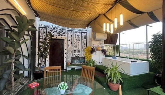 Riverside Jacuzzi Terrace patio with safety