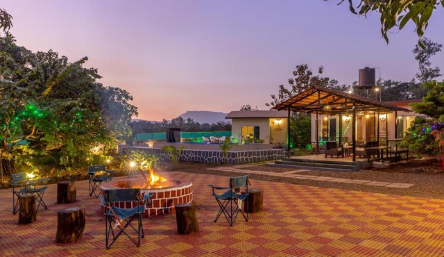 SaffronStays Apricus Farm - 4BHK Veg Estate with Pool, Yoga & Garden