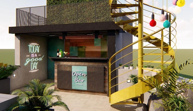 Terrace jacuzzi with Bar & Garden